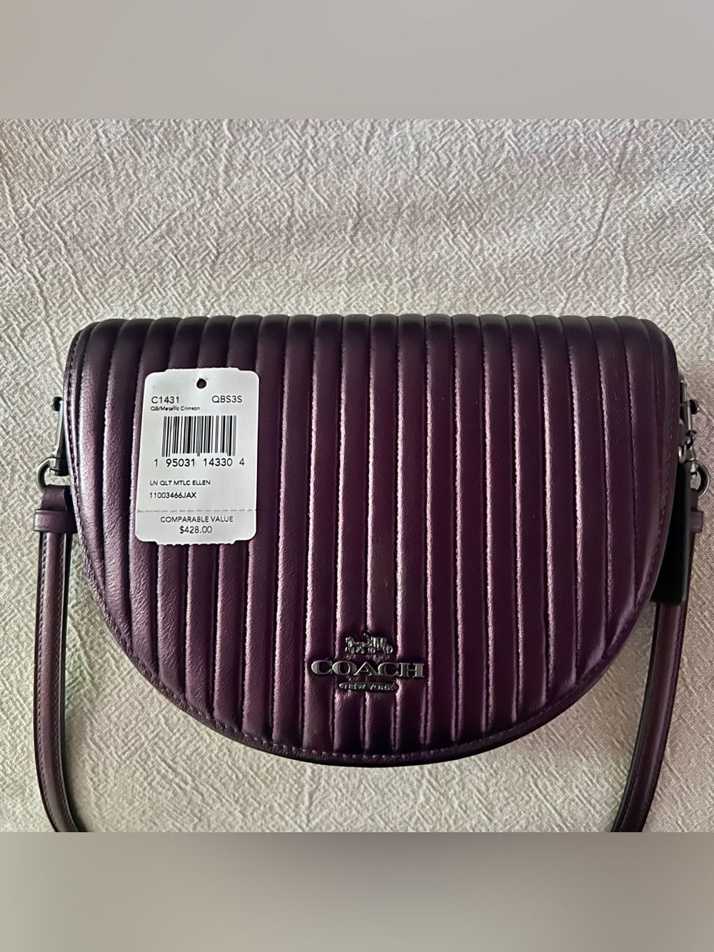 NWT COACH Ellen Quilted Crossbody Bag in Metallic Crimson - FREE SHIPPING!
